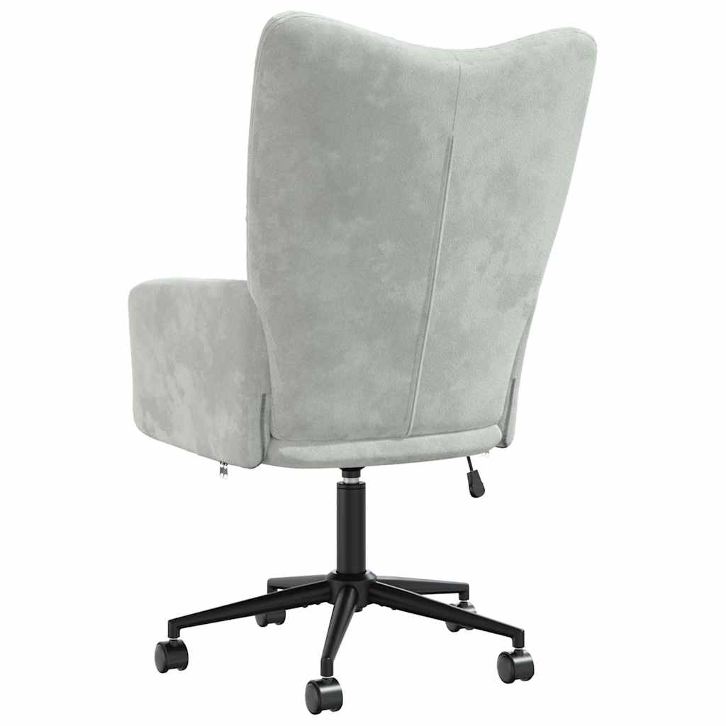 Relaxing Chair with Wheels Light Grey Velvet