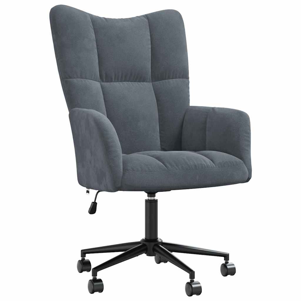 Relaxing Chair with Wheels Dark Grey Velvet