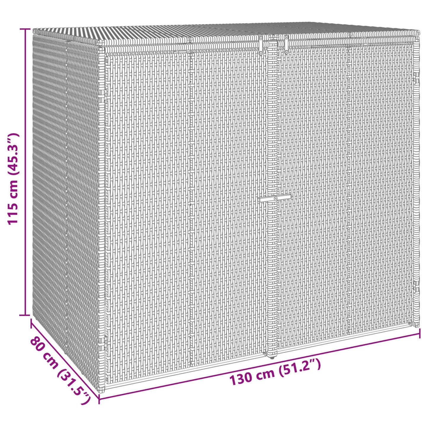 Box Garbage Bin Box 2 pcs Black 130 x 80 x 115 cm Polyethylene