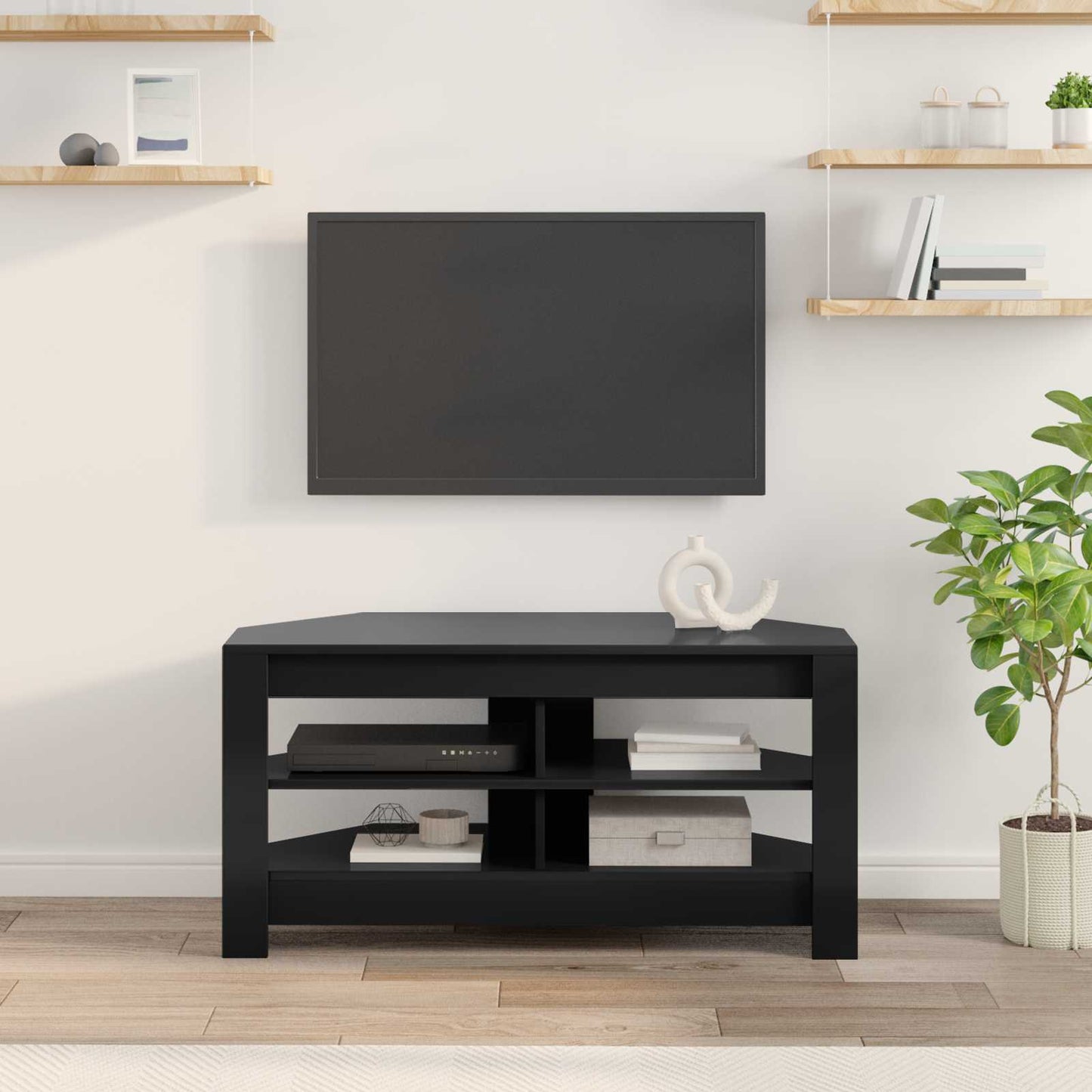 Corner TV Cabinet 102 x 40.5 x 45 cm Black Engineered Wood