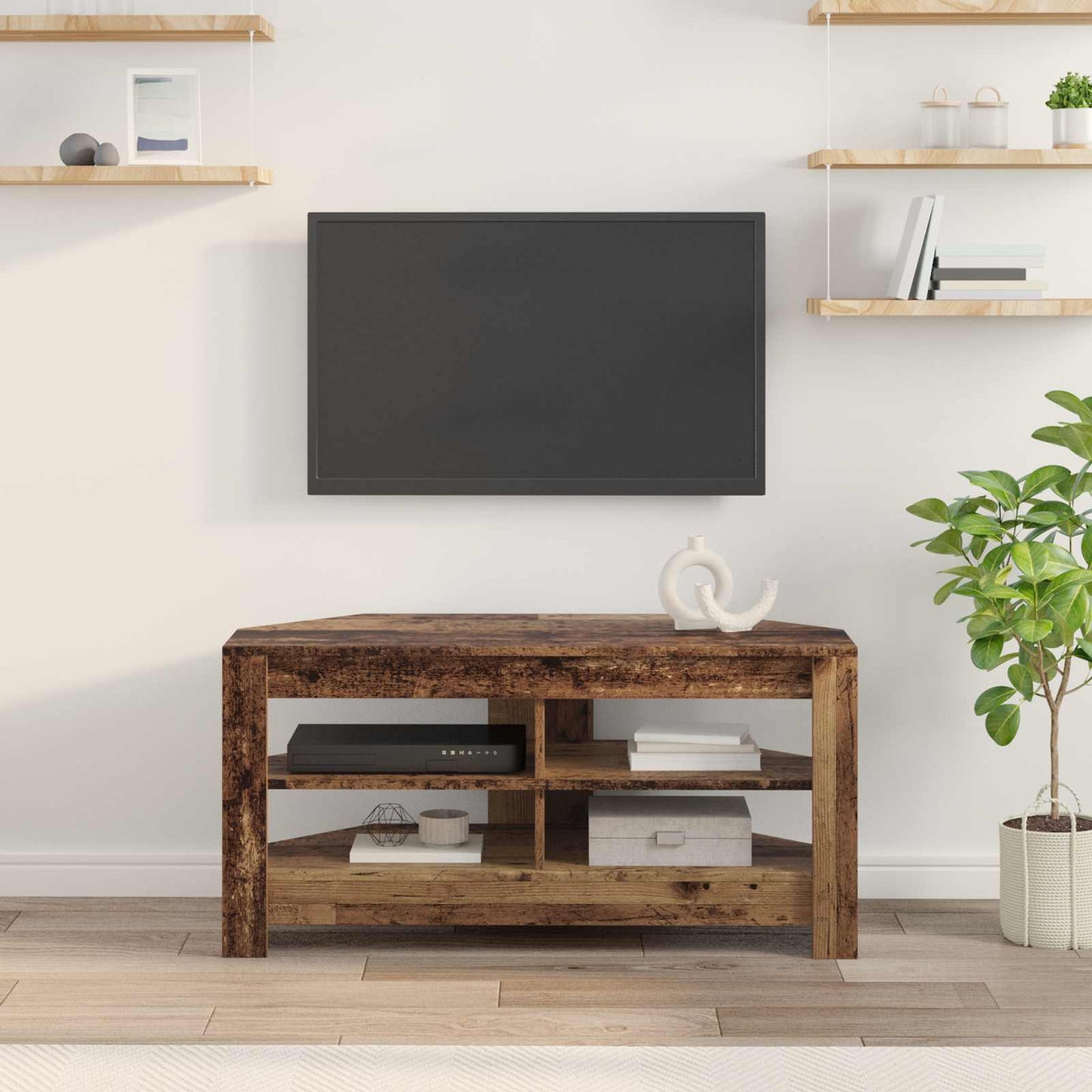 Corner TV Cabinet 102 x 40.5 x 45 cm Old Wood Engineered Wood