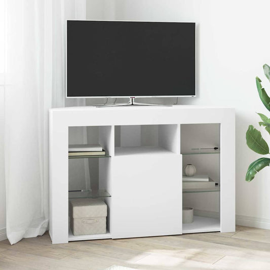 Corner LED TV Cabinet 100x40x68cm White Engineered Wood