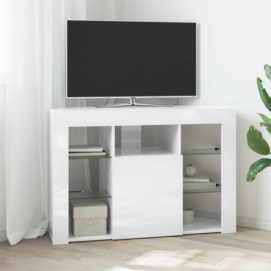 Corner LED TV Cabinet 100x40x68cm High gloss White