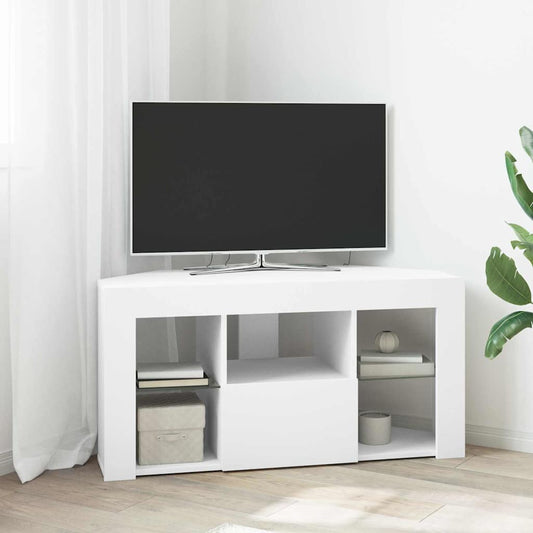 Corner LED TV Cabinet 100 x 40 x 50 cm White Engineered Wood