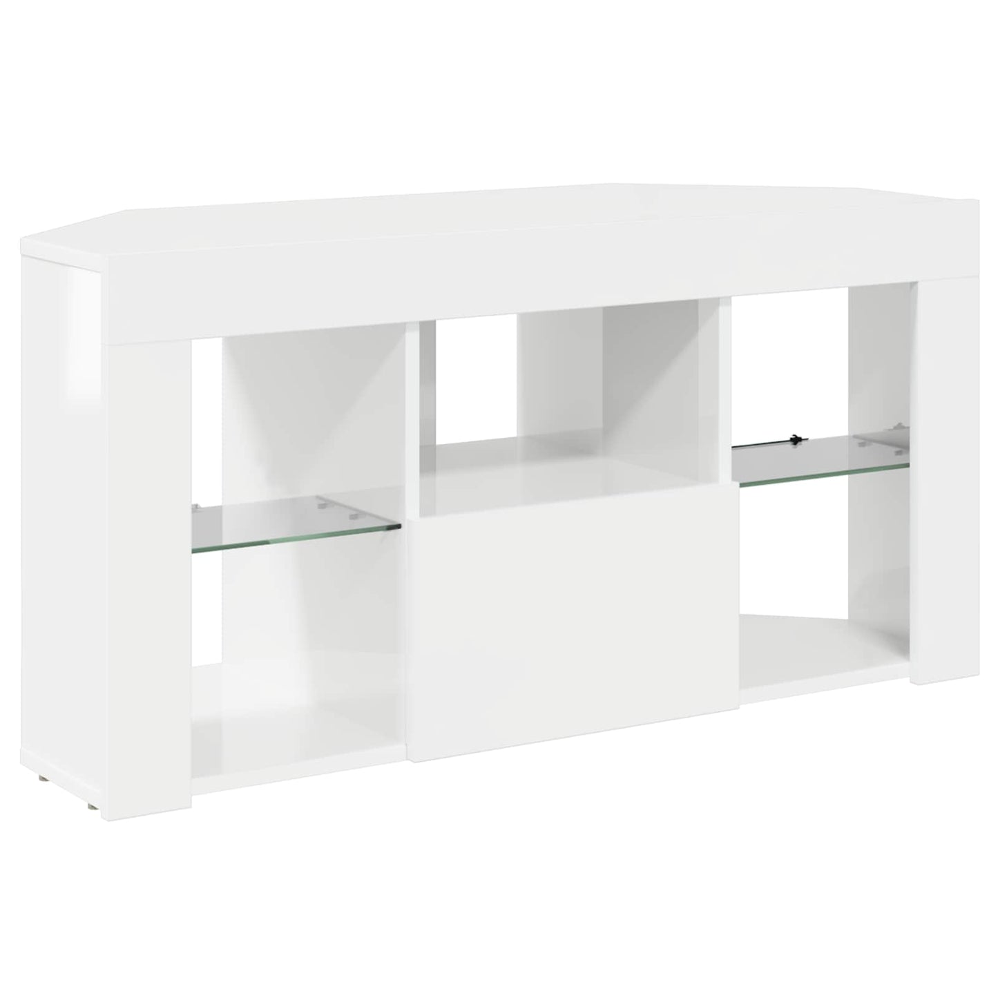 Corner LED TV Cabinet High gloss White 100 x 40 x 50 cm
