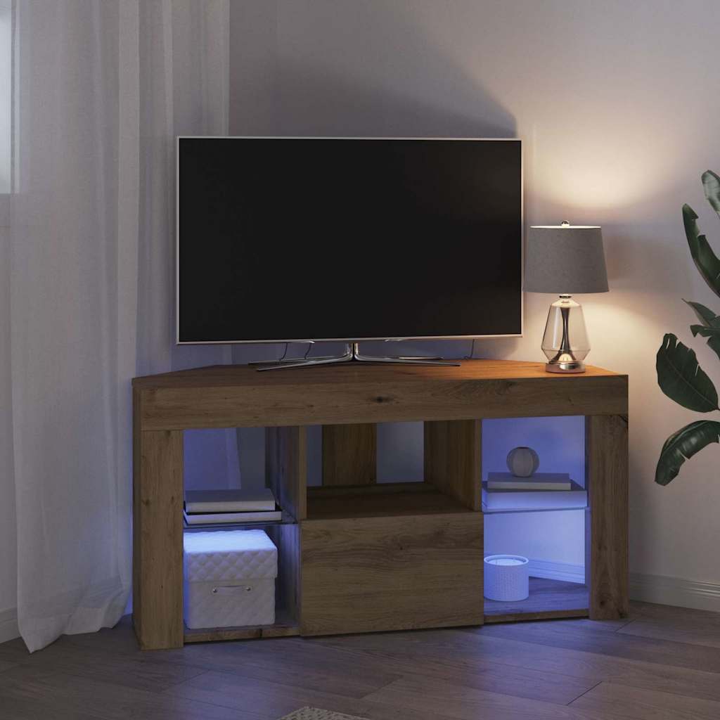 Corner LED TV Cabinet 100 x 40 x 50 cm Artisan Oak