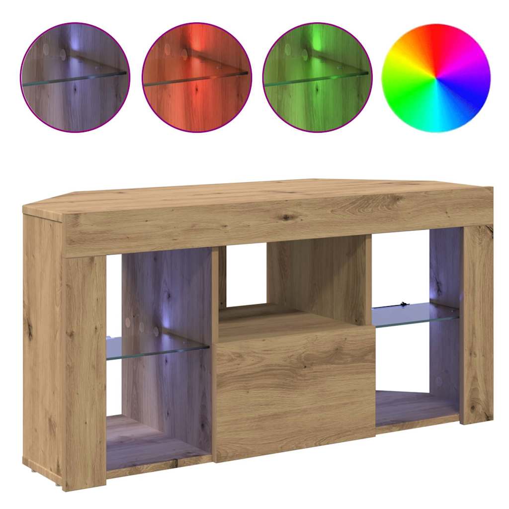 Corner LED TV Cabinet 100 x 40 x 50 cm Artisan Oak