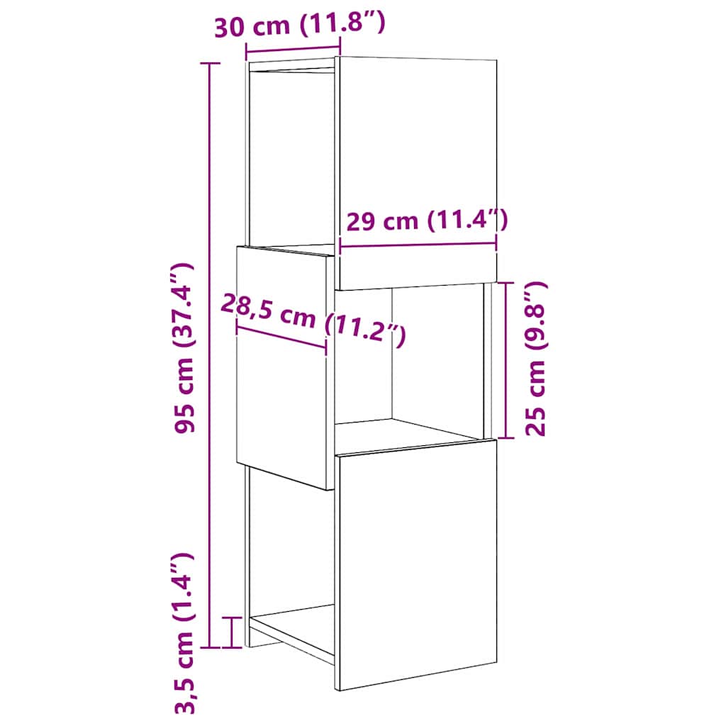 Corner Cabinet Concrete Grey 30.5x30x95cm Engineered Wood