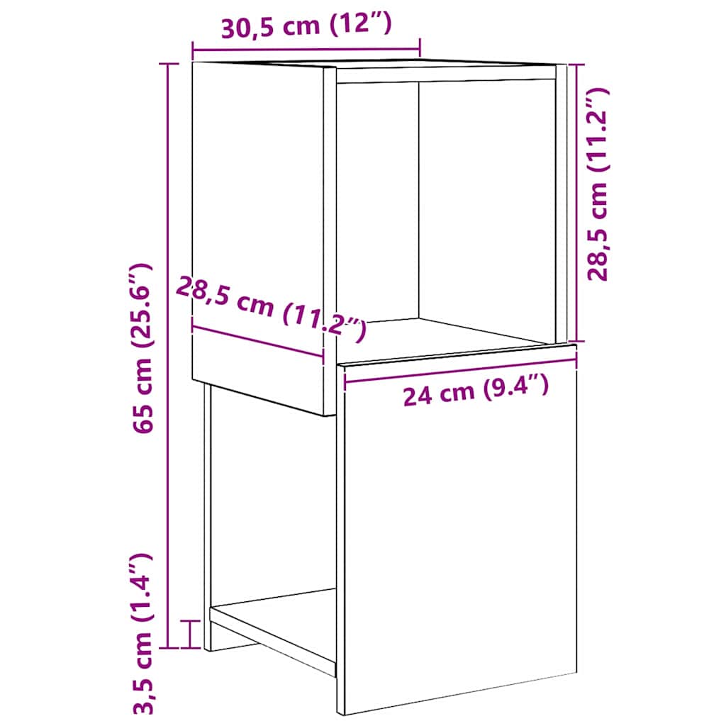 Corner Cabinet Grey Sonoma 30.5x30x65cm Engineered Wood