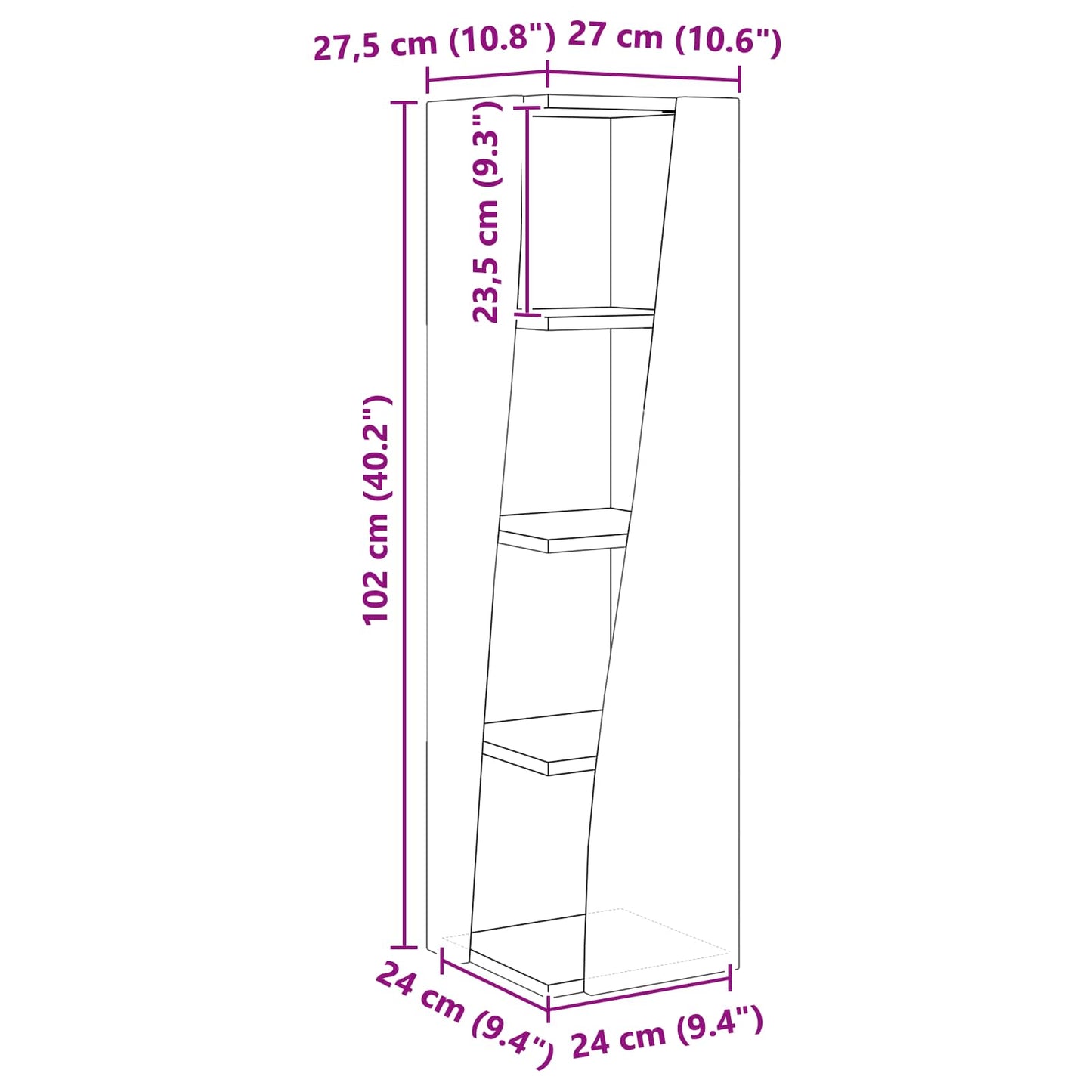 Corner Cabinet Sonoma Oak 27.5x27x102cm Engineered Wood