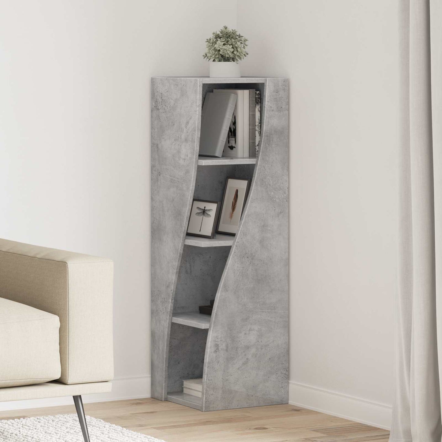 Corner Cabinet Concrete Grey 32x32x102cm Engineered Wood