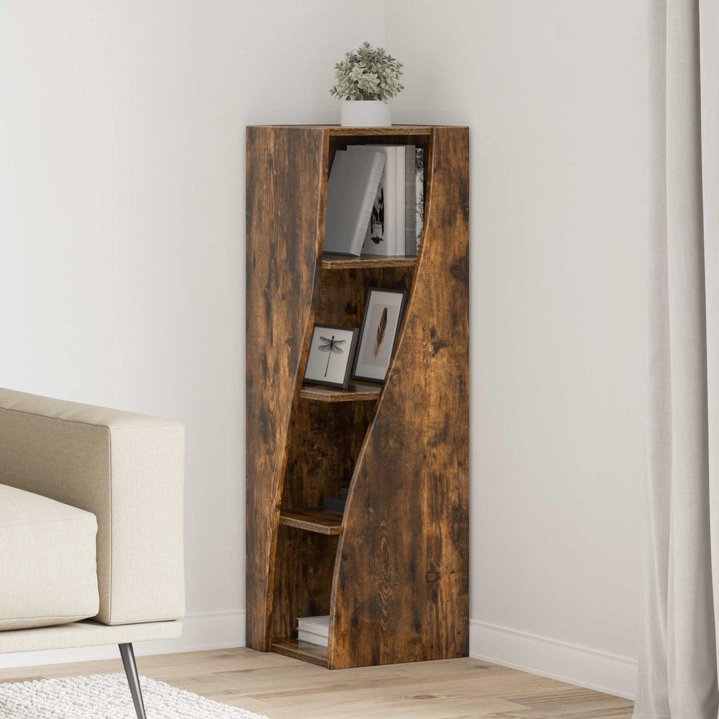 Corner Cabinet Smoked Oak 32x32x102cm Engineered Wood