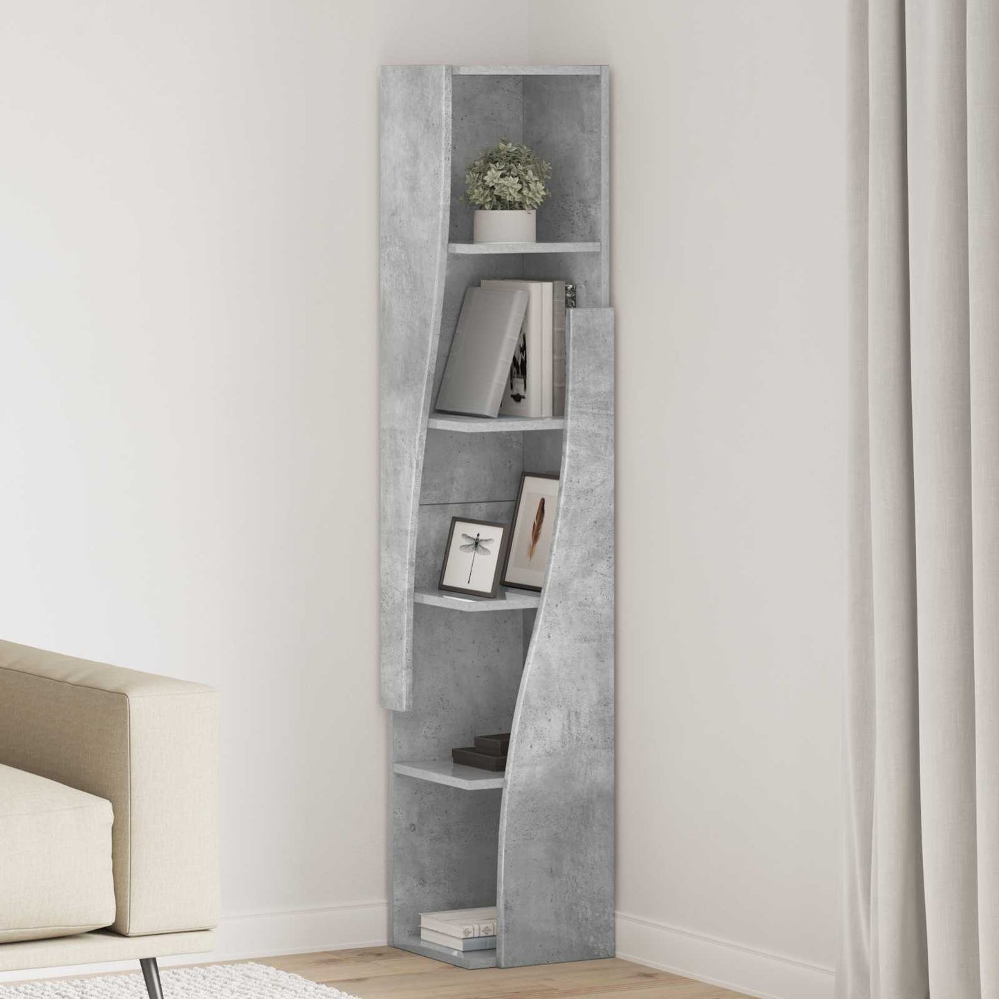 Corner Cabinet 27.5x27x140cm Engineered Wood Concrete Grey