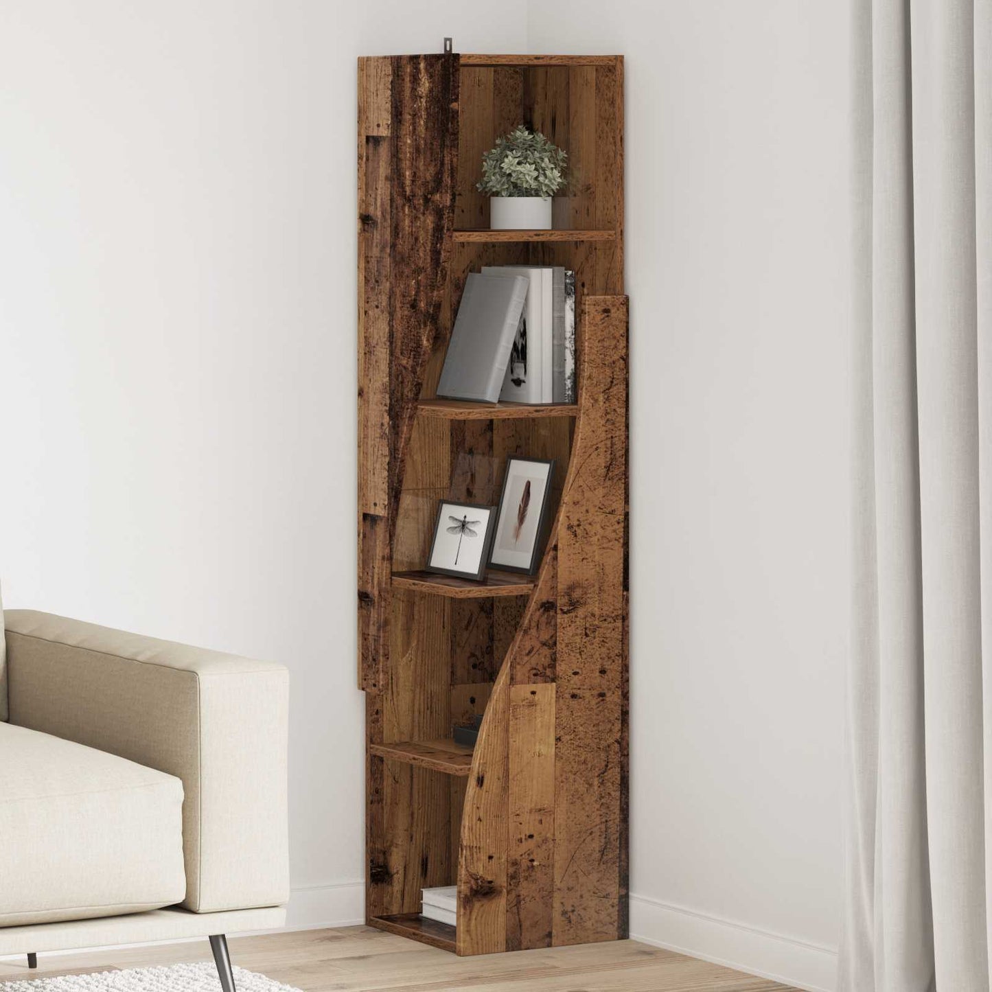 Corner Cabinet 32x32x140cm Engineered Wood Old Wood