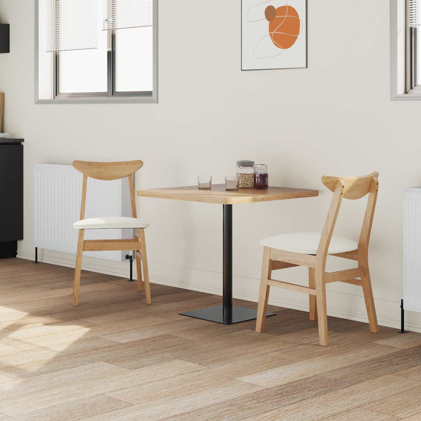 Dining Chairs 2 pcs Natural 42 x 47.5 x 81 cm Solid Rubber Wood