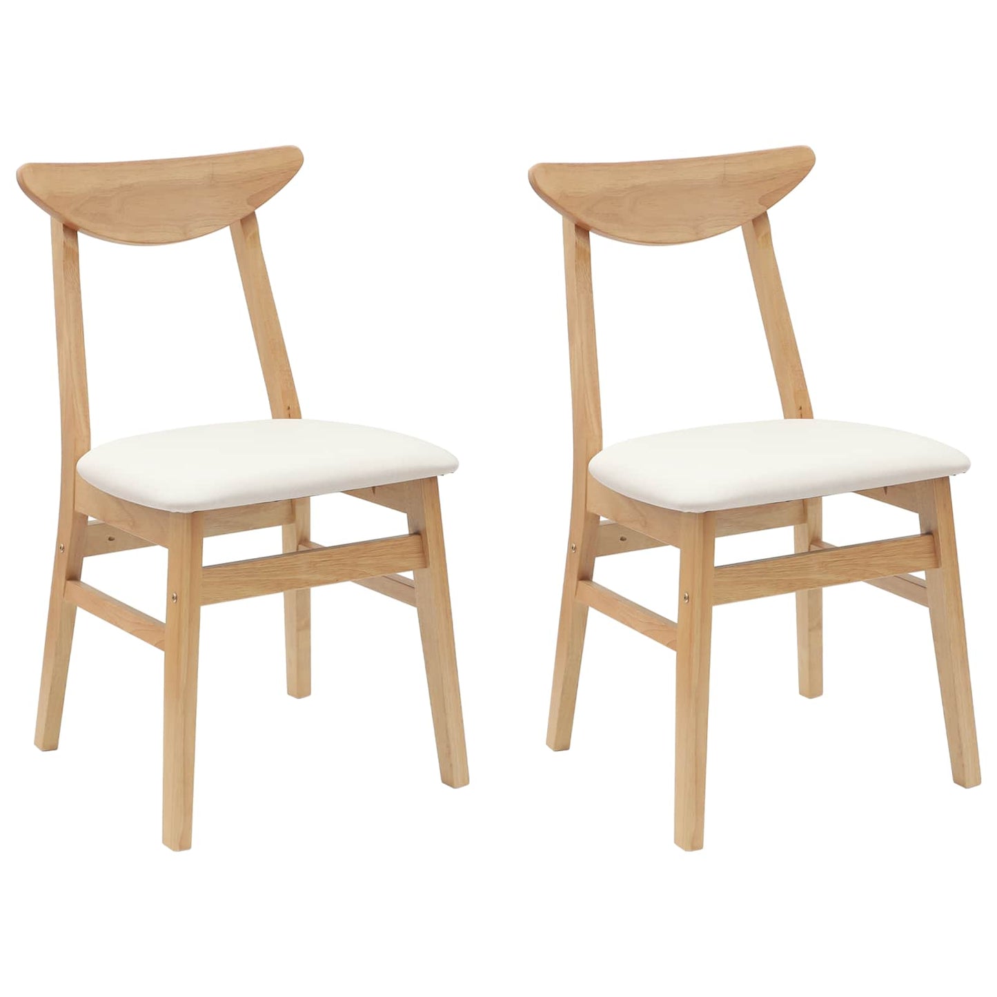 Dining Chairs 2 pcs Natural 42 x 47.5 x 81 cm Solid Rubber Wood