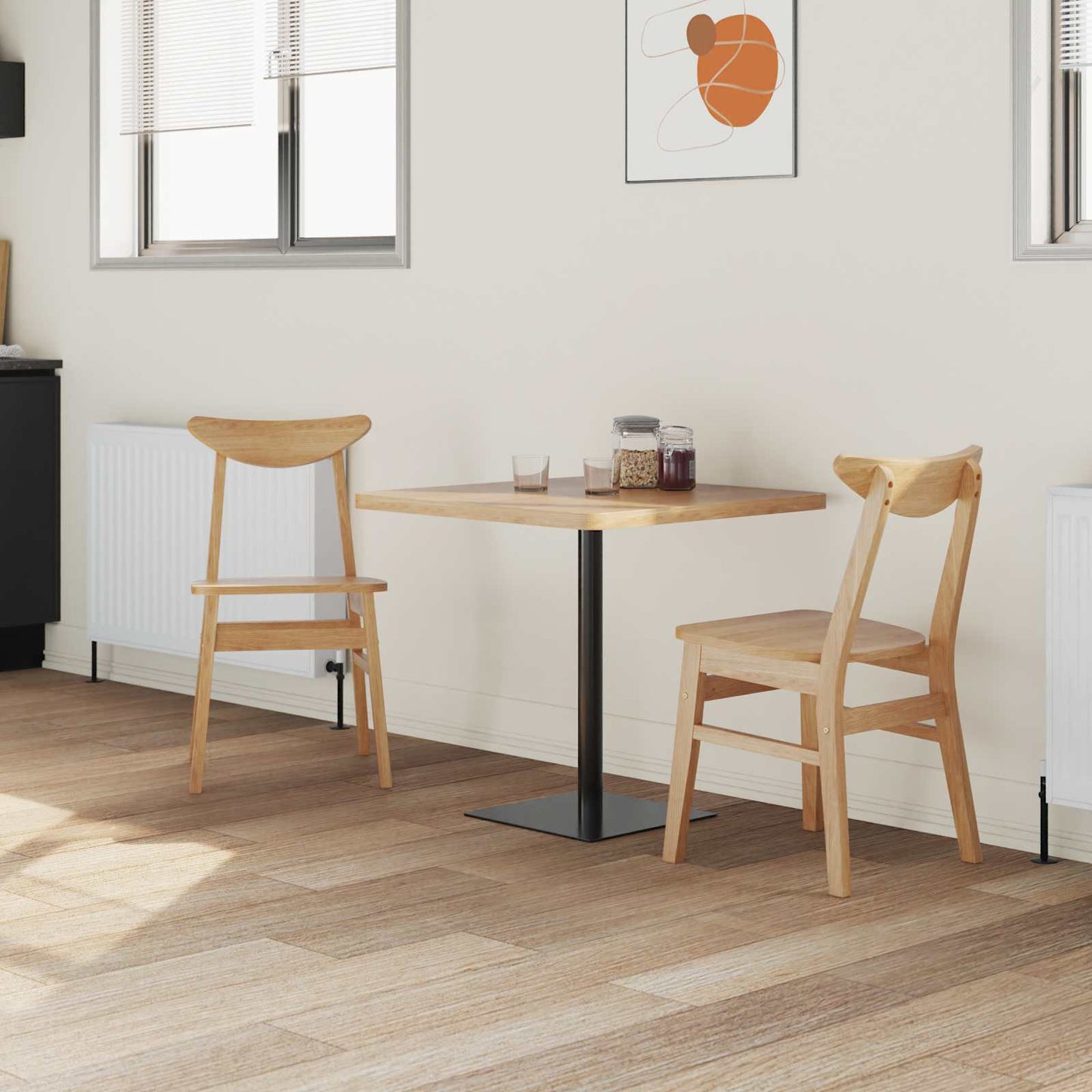 Dining Chairs 2 pcs Natural 42 x 47.5 x 81 cm Solid Rubber Wood