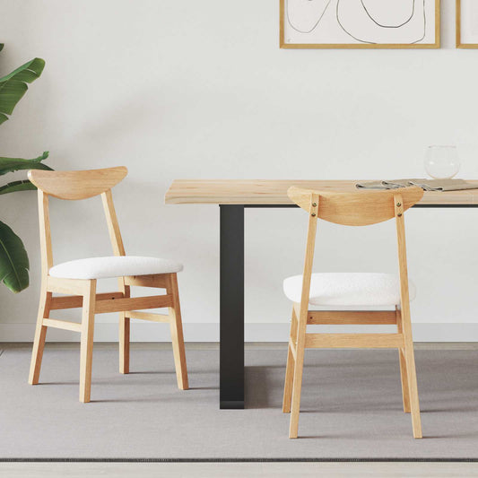 Dining Chairs 2 pcs Natural 42 x 47.5 x 81 cm Solid Rubber Wood
