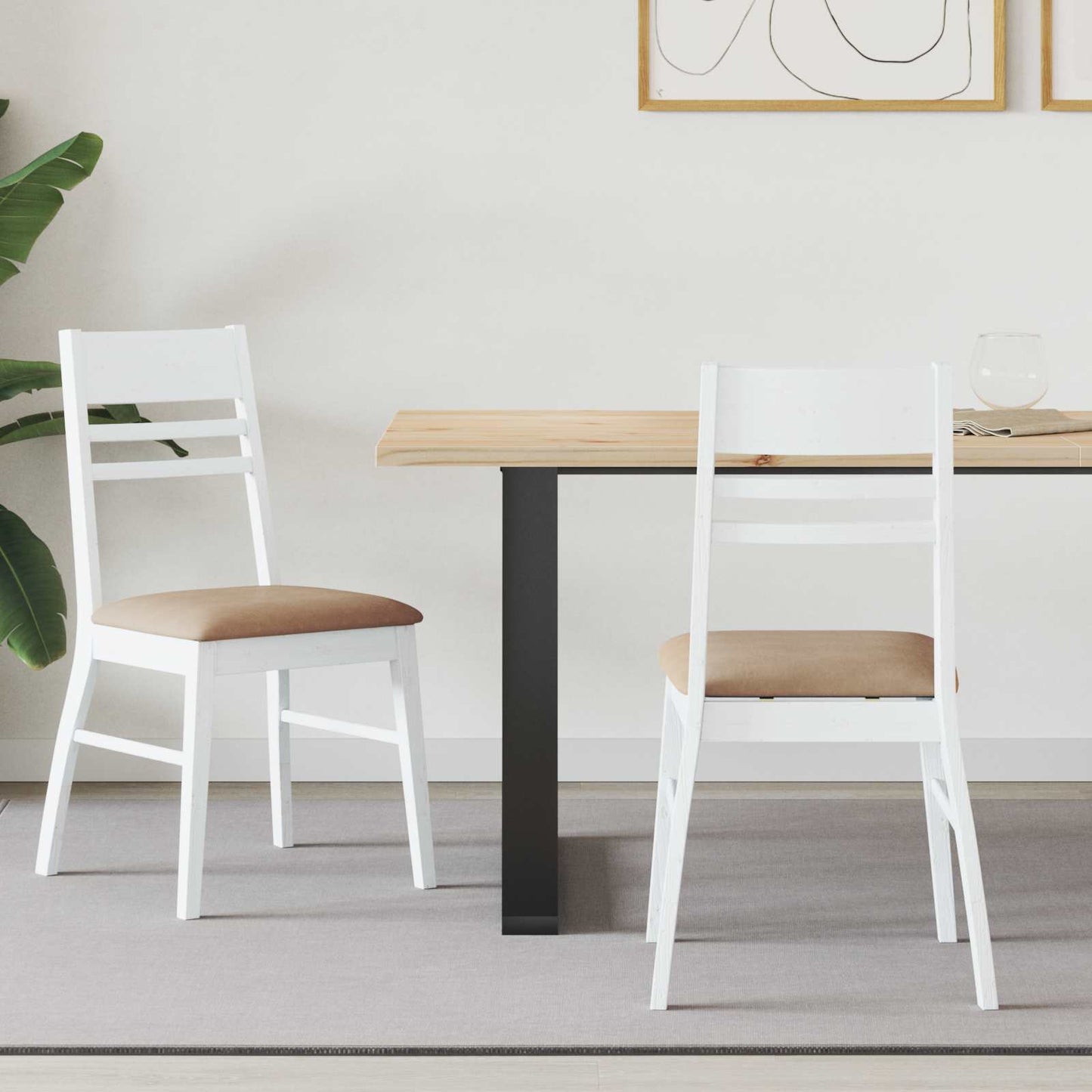 Dining Chairs 2 pcs White 43 x 54 x 89 cm Solid Rubber Wood