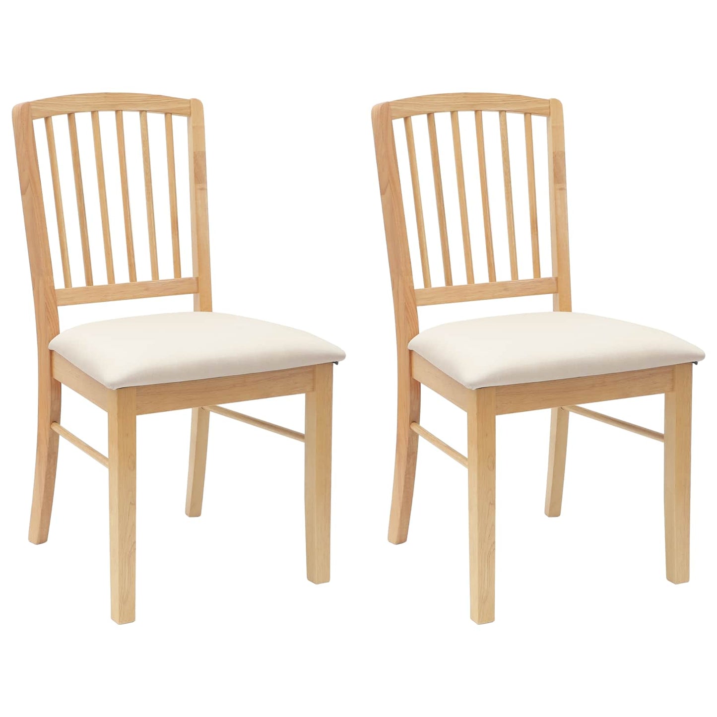 Dining Chairs 2 pcs Natural 50 x 52.5 x 91 cm Solid Rubber Wood
