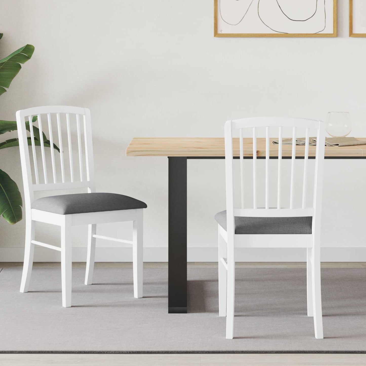 Dining Chairs 2 pcs White 50 x 52.5 x 91 cm Solid Rubber Wood