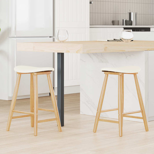 Dining Chairs 2 pcs Natural 46 x 37 x 63 cm Solid Rubber Wood