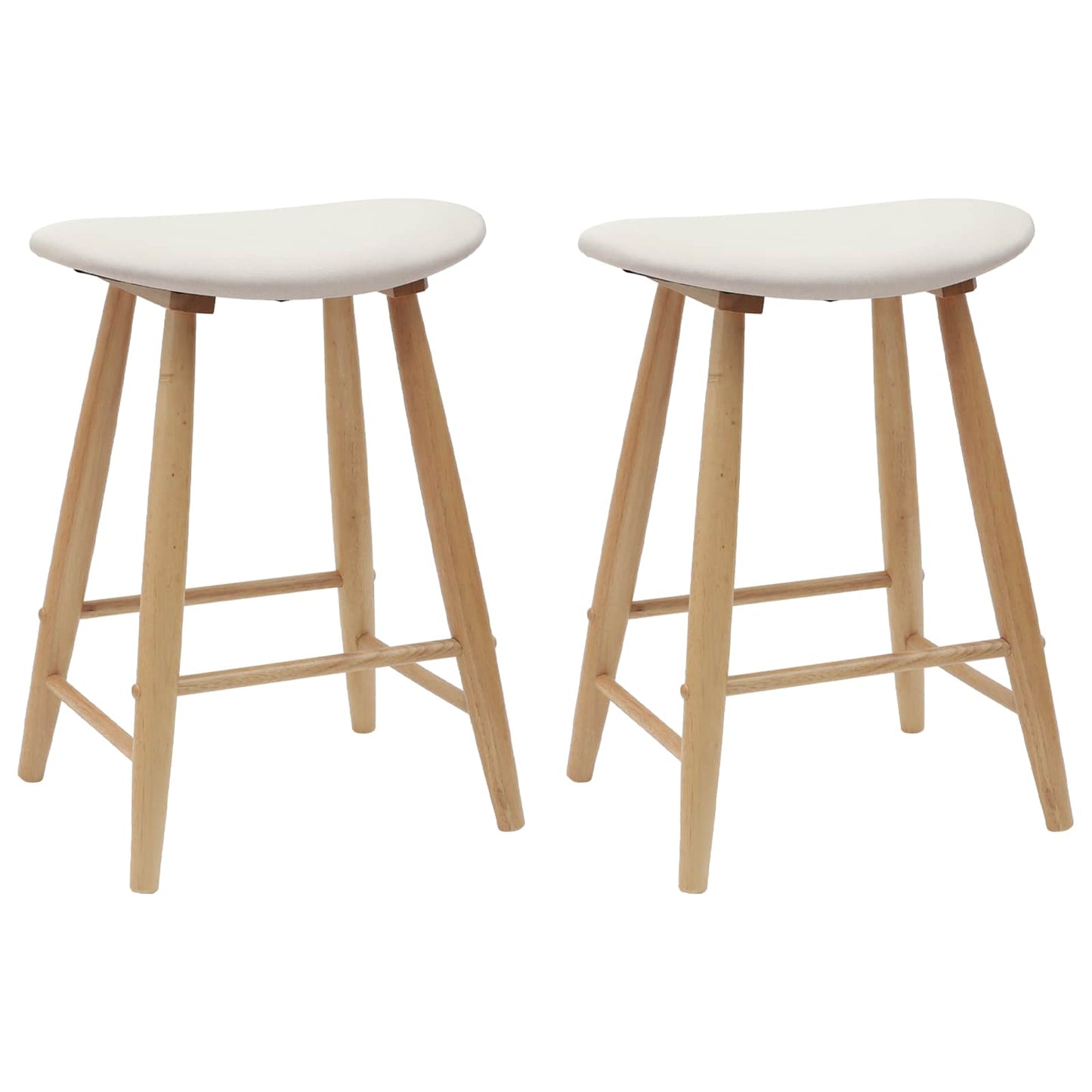 Dining Chairs 2 pcs Natural 46 x 37 x 63 cm Solid Rubber Wood