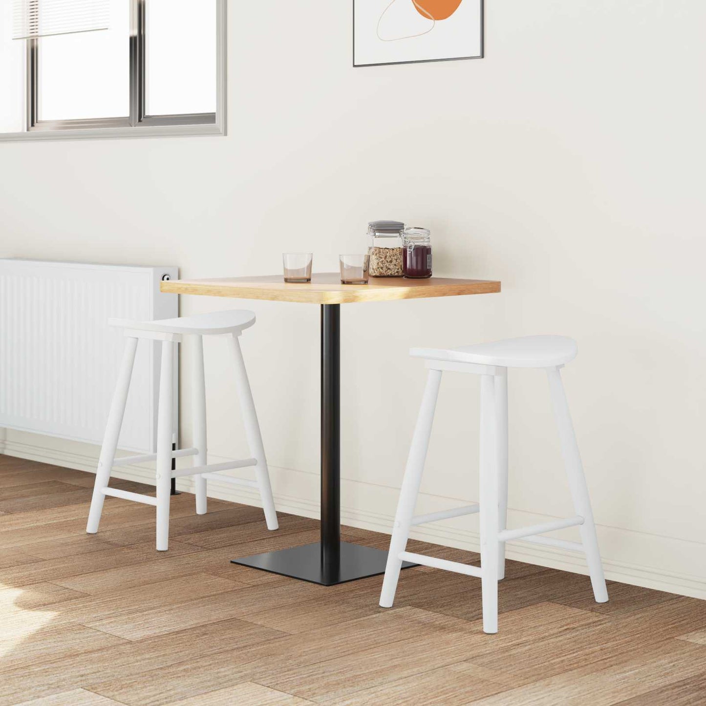 Dining Chairs 2 pcs White 46 x 37 x 63 cm Solid Rubber Wood