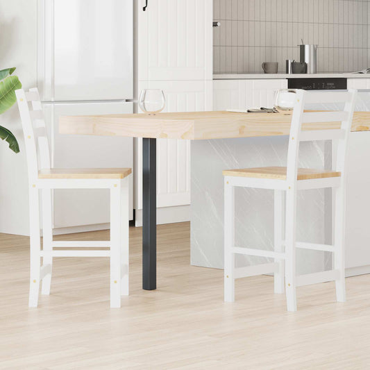 Dining Chairs 2 pcs Solid Rubber Wood White 40 x 47.5 x 99.5 cm