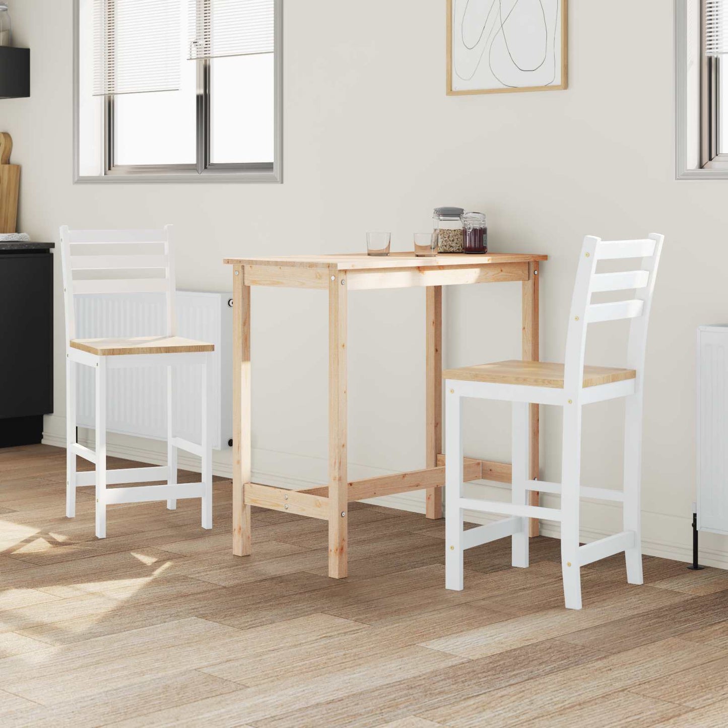 Dining Chairs 2 pcs Solid Rubber Wood White 40 x 47.5 x 99.5 cm