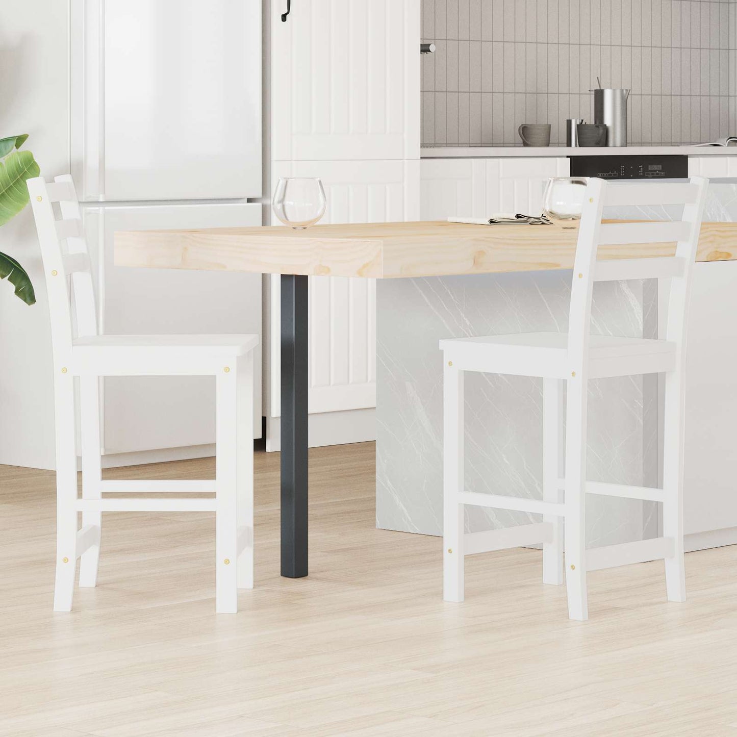Dining Chairs 2 pcs White 40 x 47.5 x 99.5 cm Solid Rubber Wood
