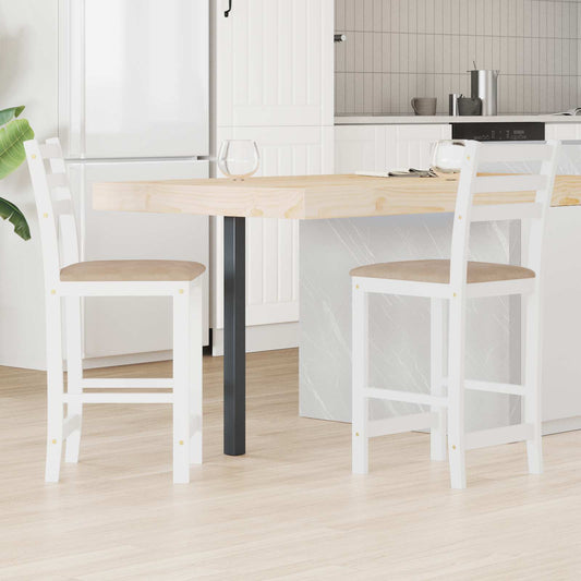 Dining Chairs 2 pcs White 40 x 47.5 x 99.5 cm Solid Rubber Wood
