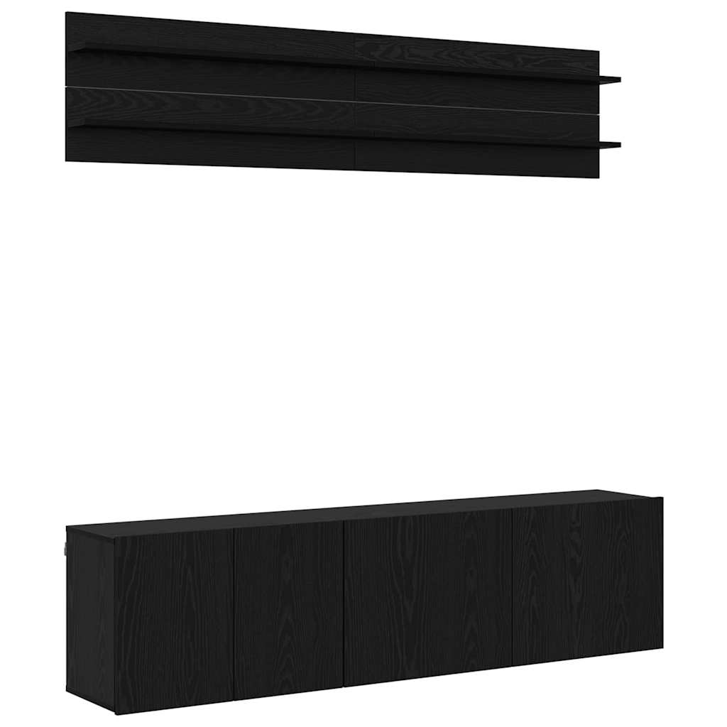 TV Units Wall-mounted 6 pcs Black oak Engineered wood