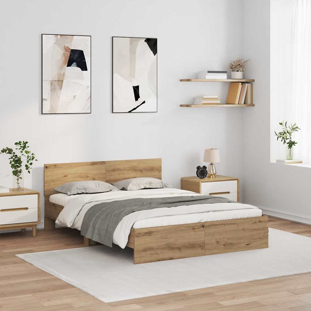 Bed Frame Artisan Oak 140 x 190 cm Engineered Wood