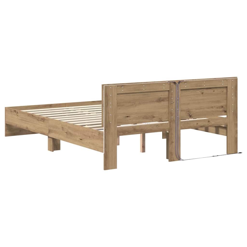 Bed Frame Artisan Oak 140 x 190 cm Engineered Wood