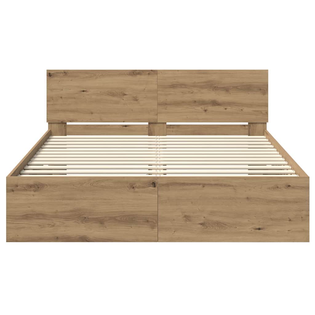 Bed Frame Artisan Oak 140 x 190 cm Engineered Wood