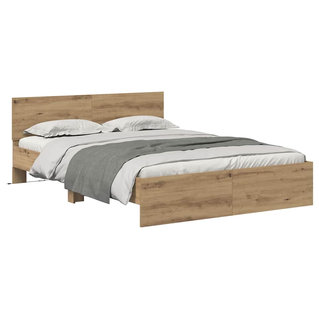Bed Frame Artisan Oak 140 x 190 cm Engineered Wood