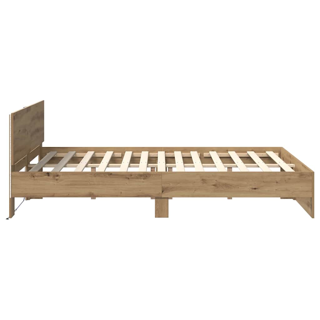 Bed Frame Artisan Oak 140 x 190 cm Engineered Wood