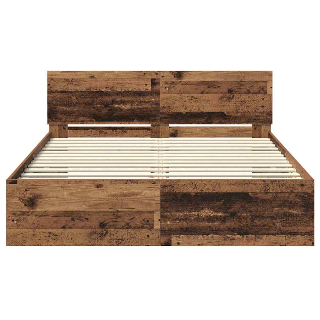 Bed Frame with Headboard Old Wood 135 x 190 cm Engineered Wood