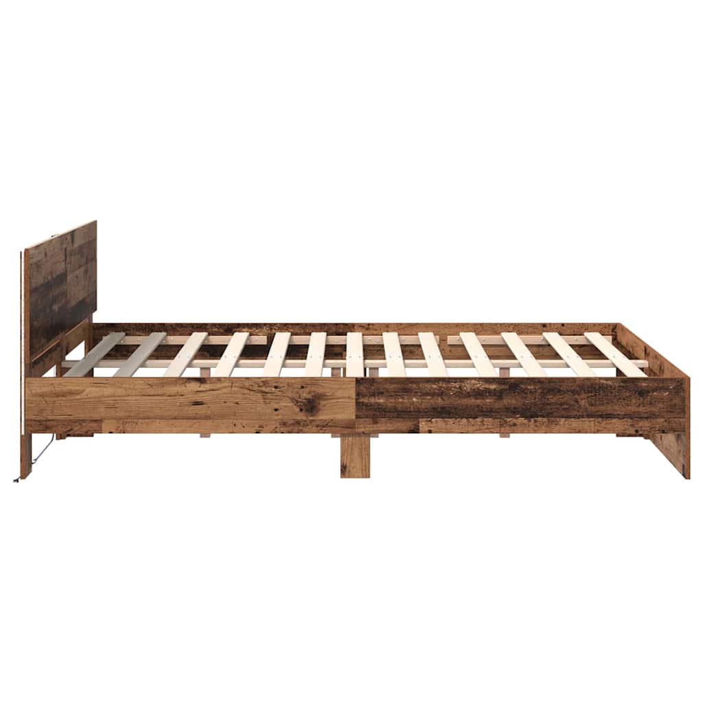 Bed Frame with Headboard Old Wood 135 x 190 cm Engineered Wood