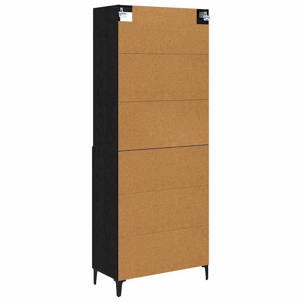 Highboard 2 pcs Black oak Engineered Wood