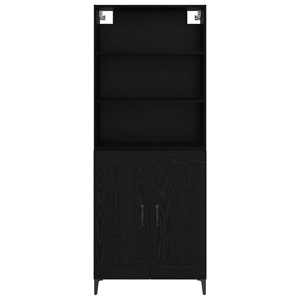 Highboard 2 pcs Black oak Engineered Wood