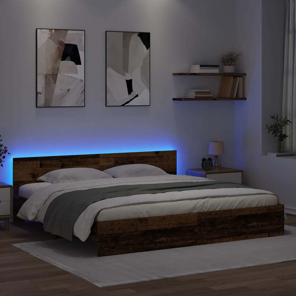 Bed Frame with Headboard Old Wood 180 x 200 cm Engineered Wood