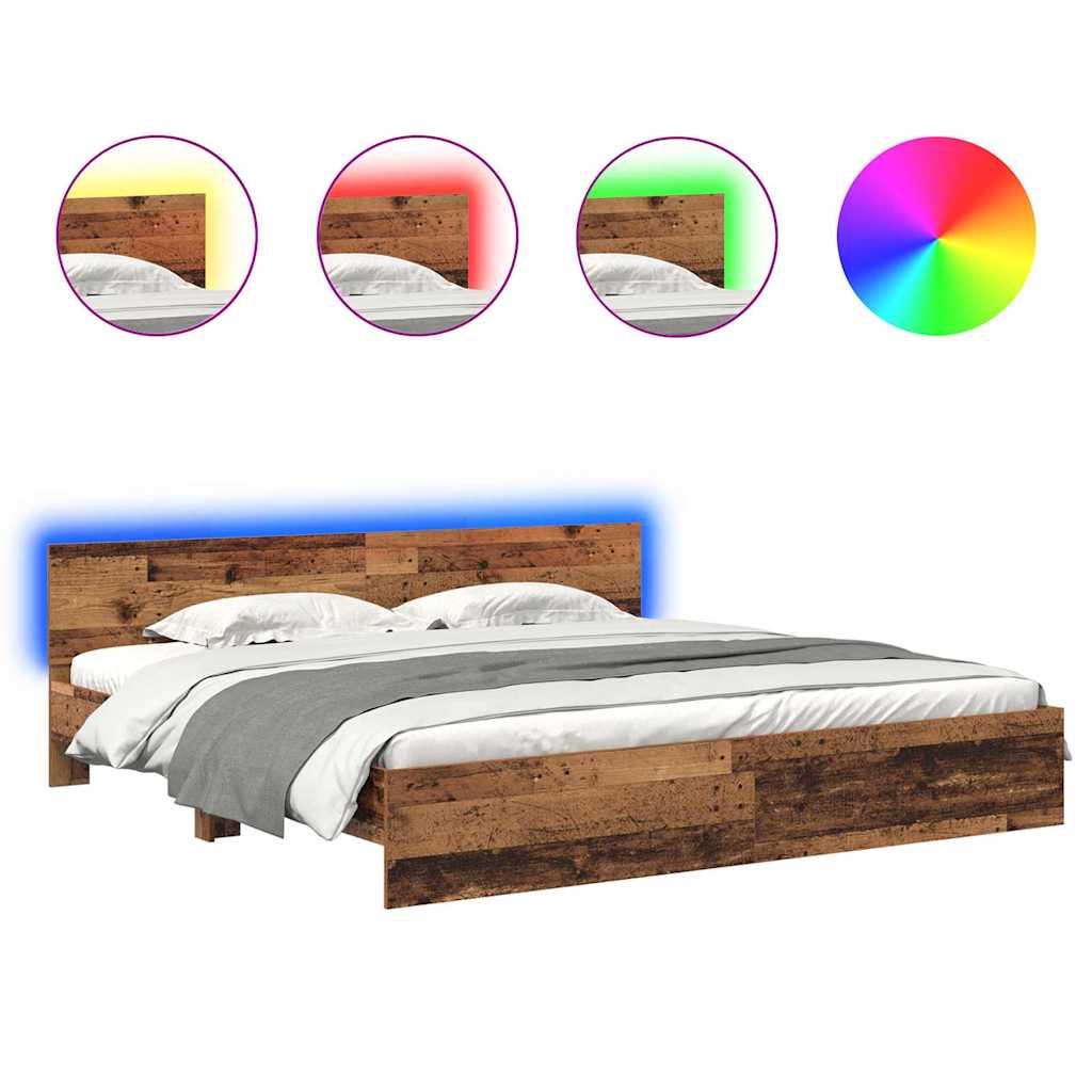 Bed Frame with Headboard Old Wood 180 x 200 cm Engineered Wood