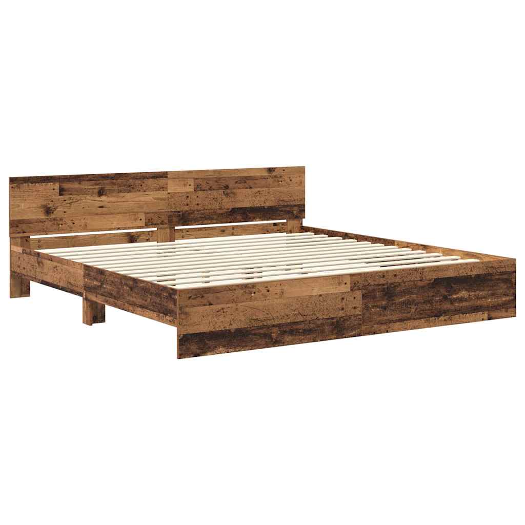 Bed Frame with Headboard Old Wood 180 x 200 cm Engineered Wood