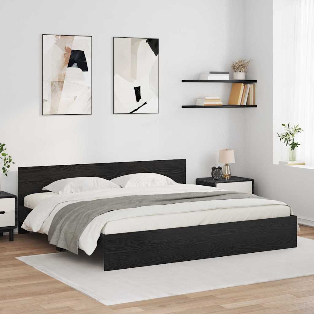 Bed Frame with Headboard Black Oak 180 x 200 cm Engineered Wood