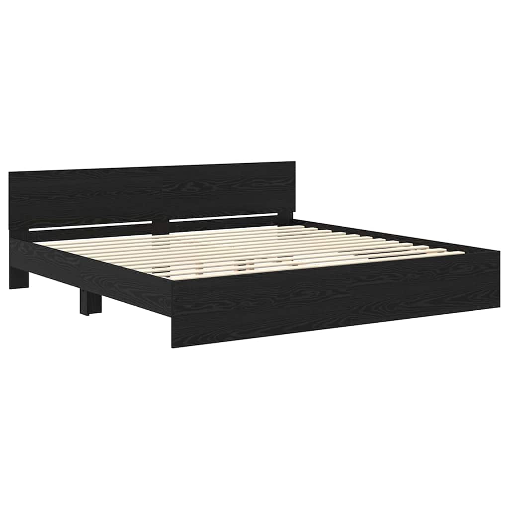 Bed Frame with Headboard Black Oak 180 x 200 cm Engineered Wood