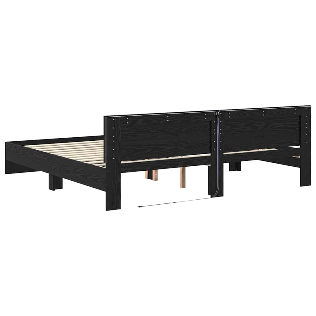 Bed Frame with Headboard Black Oak 180 x 200 cm Engineered Wood