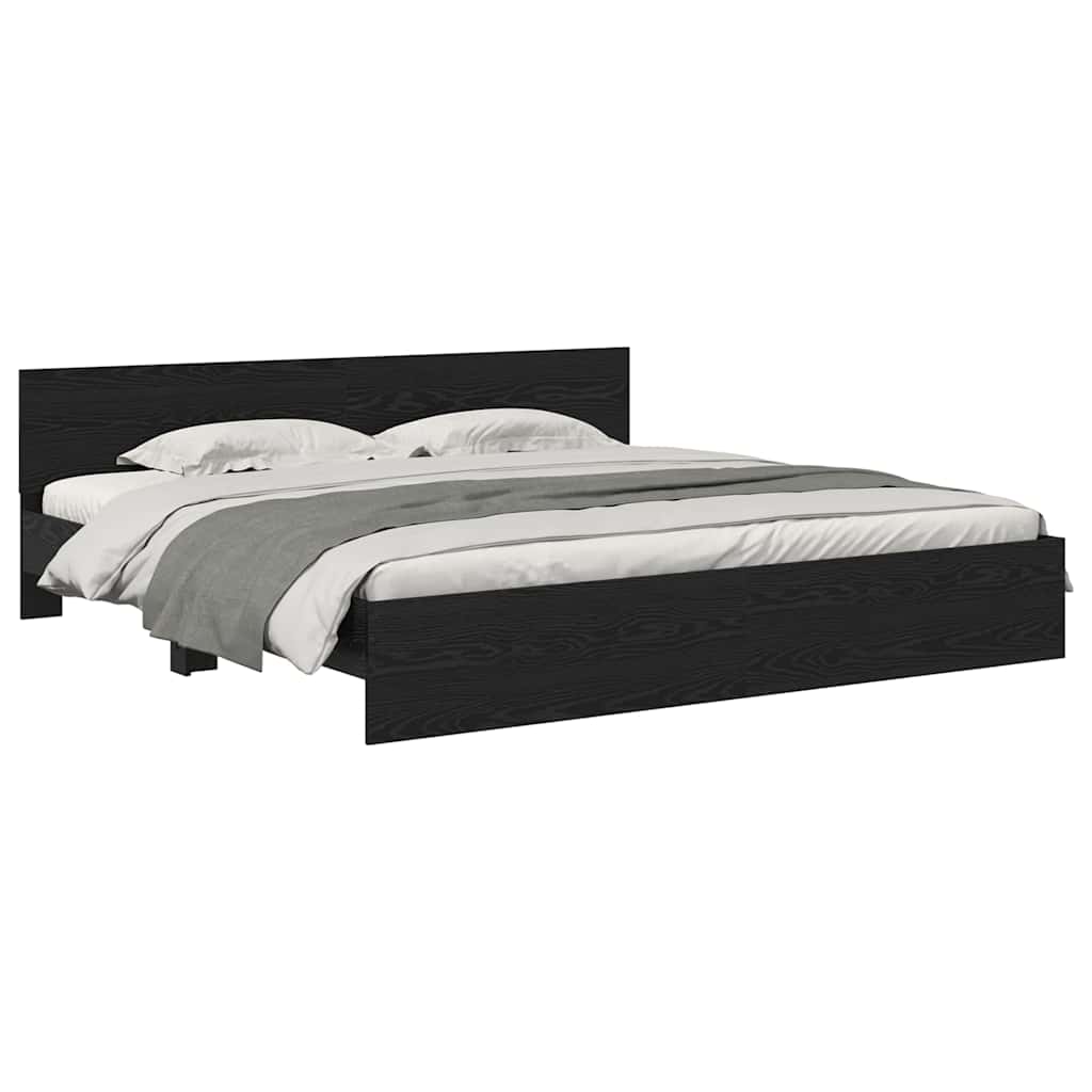 Bed Frame with Headboard Black Oak 180 x 200 cm Engineered Wood