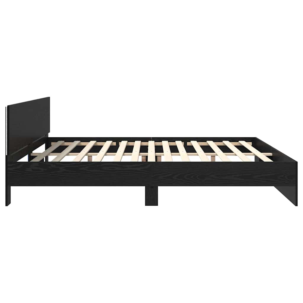 Bed Frame with Headboard Black Oak 180 x 200 cm Engineered Wood